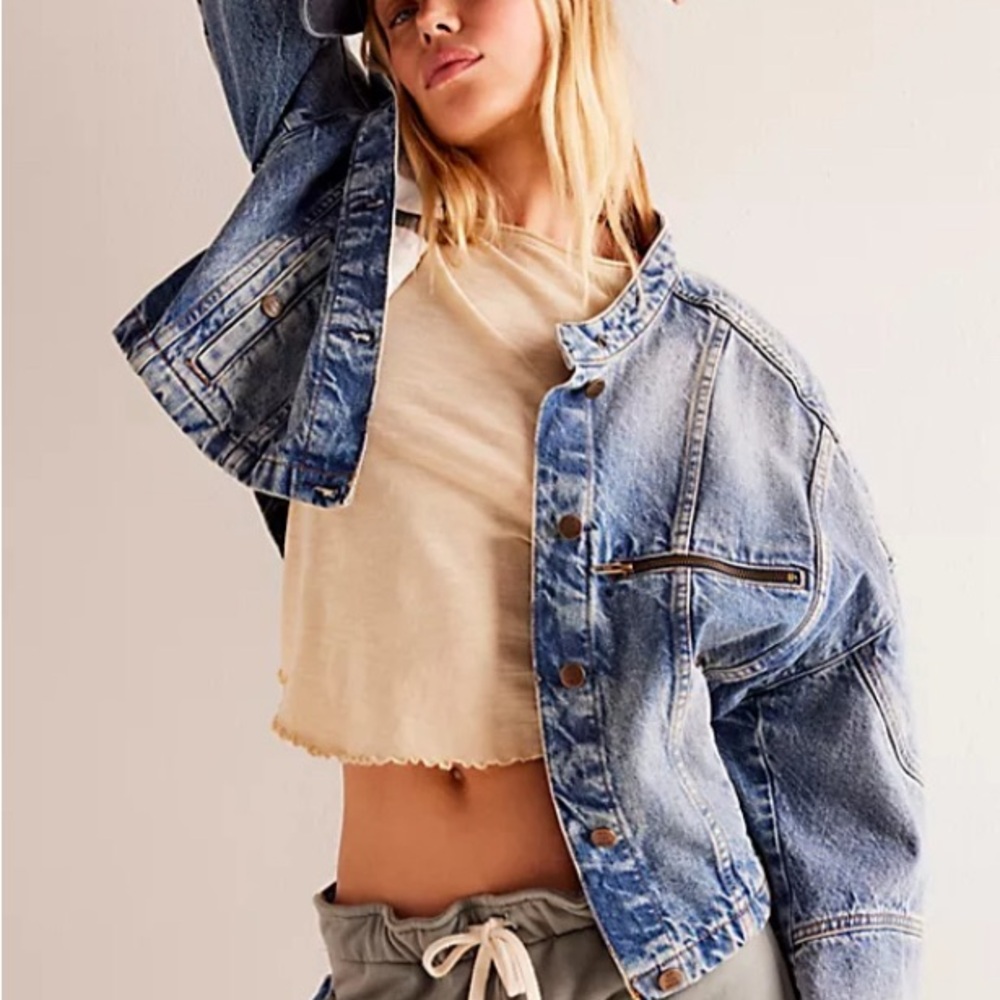 We The Free Dia Denim Moto Jacket … NWOT .. in the classic indigo color